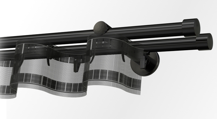  Karnisz podwójny czarny przesuwny z systemem Wave i teśmą