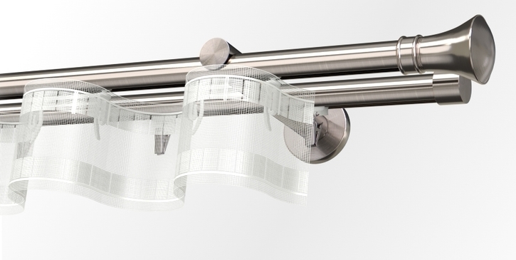 Karnisz podwójny szynowy Colosseo z systemem Wave i taśmą