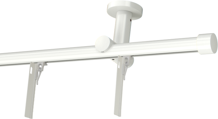 Biały karnisz sufitowy pojedynczy szynowy i flexy do zasłon