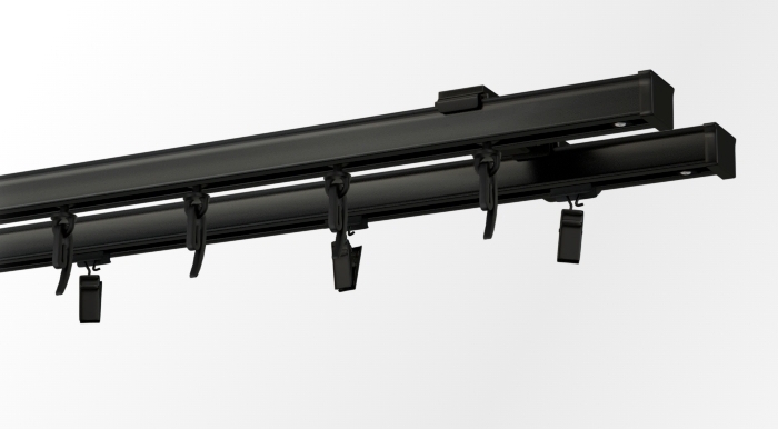  Szyna sufitowa czarna podwójna aluminiowa - czarny system Wave