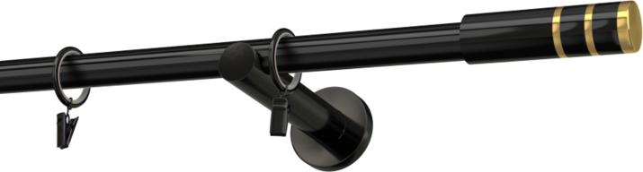 Karnisz czarny metalowy pojedynczy Paris - krótki wspornik