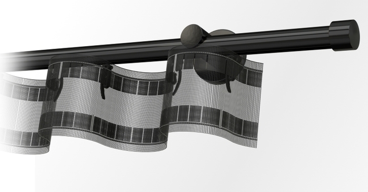 Karnisz czarny pojedynczy szynowy z taśmą i systemem Wave