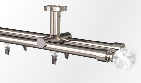 Karnisz Podwójny przesuwny Ø19mm Cristal kula 300 cm