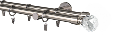 Karnisz metalowy podwójny 19mm Cristal kula